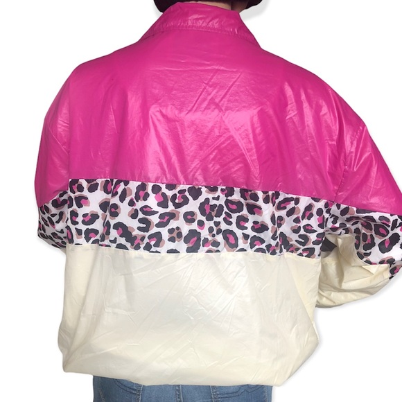 FASHION NOVA | PINK & CREAM ANIMAL PRINT WIND BREAKER JACKET - Picture 3 of 16